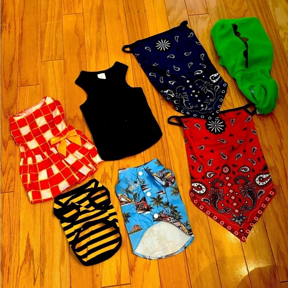 Seven piece bundle dog apparel variety of sizes